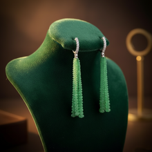  80.0 ctw Emerald and Diamond 14K White Gold Dangle Earrings