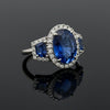 Estate 6.03ct Fine Oval Sapphire & Diamond Platinum Ring