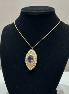  1890's Victorian Amethyst and Seed Pearl Necklace and Brooch