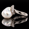 Estate South Sea Pearl & Diamond Platinum Ring