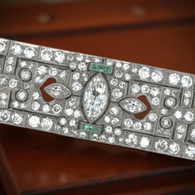  Art Deco 23.50cttw Diamond and Emerald Platinum Bracelet
