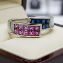  Pink and Blue Sapphire Platinum Bypass Ring