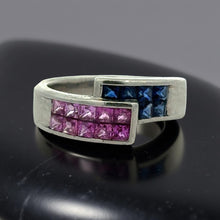  Pink and Blue Sapphire Platinum Bypass Ring
