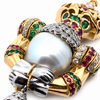 Estate Royal Coronation Diamond, Emerald, Burma Ruby, South Sea Pearl Pendant/Brooch 18Kt Yellow/White Gold