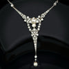 Art Deco Set Diamond and Pearl Bangle, Necklace, Earring, Brooch