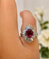 Mid Century Modern Ruby and Diamond Platinum Ring