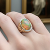 Estate Spark Creations Opal and Diamond 18K Yellow/White Gold Ring