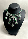 Estate Emerald and Diamond 18K White Gold Necklace and Earring Set