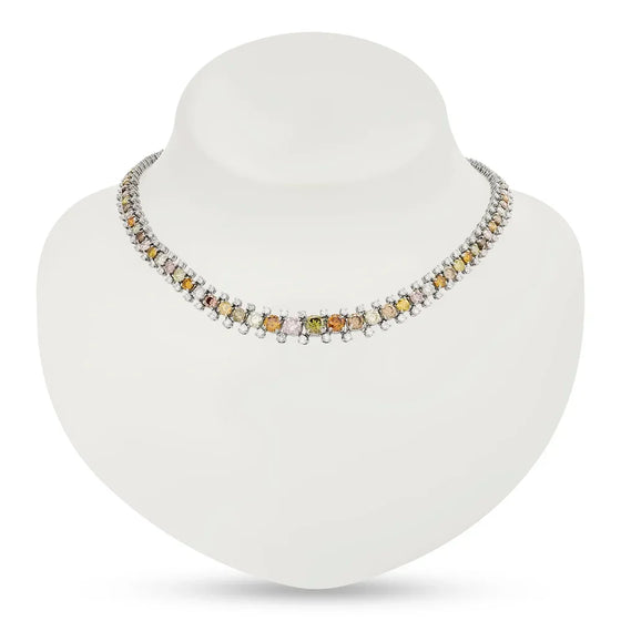 Designer Oscar Heyman Natural Color and White Diamond Platinum Necklace