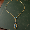 Estate Designer Lee Philips Black Opal, Aquamarine, Iolite 14K Yellow Gold Necklace