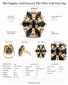 Modern Blue Sapphire And Diamond 14kt Yellow Gold Cluster Ring