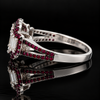 Estate Designer Diamond & Ruby 18K White Gold Ring