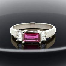  Fine Ruby and Diamond Platinum Ring