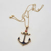 Yacht Lady Anchor Red White Blue 14K Yellow Gold Necklace
