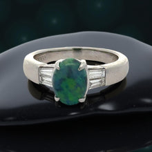  Fine Black Opal and Diamond Platinum Ring