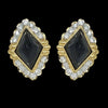Diamond and Onyx Faceted 18K yellow Gold Earrings