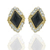 Diamond and Onyx Faceted 18K yellow Gold Earrings