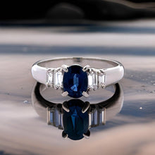  Estate 1.28 ct Fine Oval Sapphire and Diamond Platinum Ring 15260