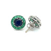Sapphire and Emerald 18 K White Gold Earrings