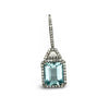 Modern Diamond and Aquamarine Dangle 14k White Gold Earrings