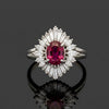 Mid Century Modern Ruby and Diamond Platinum Ring