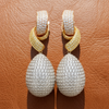 Designer AKMS 18.88cttw Diamond (Light Pink, white, Yellow) 18kt Tricolor Dangle Earring