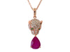 Effy Ruby, Diamond and Tsavorite Panther Pendant and 14K Rose Gold Necklace