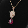 Effy Ruby, Diamond and Tsavorite Panther Pendant and 14K Rose Gold Necklace