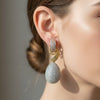 Designer AKMS 18.88cttw Diamond (Light Pink, white, Yellow) 18kt Tricolor Dangle Earring