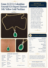 Estate 11.33 Columbia Emerald (GIA Report) Diamond 14kt Yellow Gold Necklace