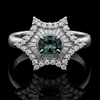 Estate Color Change Alexandrite & Diamond Platinum Ring