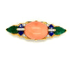 David Webb Coral, Emerald, Diamond and Lapis Lazuli Brooch