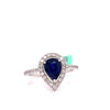 Sapphire and Diamond 14K White Gold Halo Ring