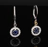 Sapphire and Diamond 14K White and Yellow Gold Dangle Earrings