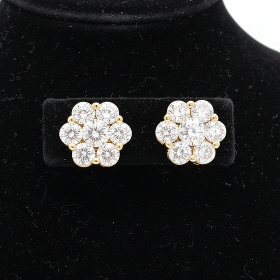 Maya Lianna Diamond and 14K Yellow Gold Cluster Earrings