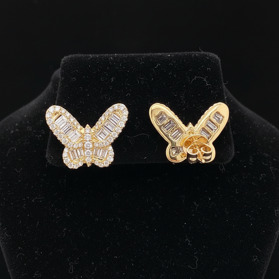 Fashionista 2.50 ctw Diamond and 18K Yellow Gold Butterfly Earrings