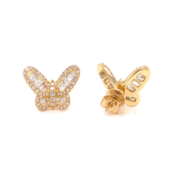 Fashionista 2.50 ctw Diamond and 18K Yellow Gold Butterfly Earrings