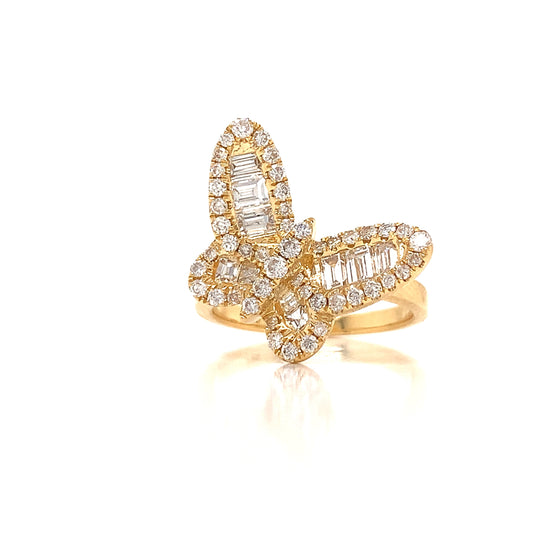 Fashionista Diamond and 18K Yellow Gold Butterfly Ring