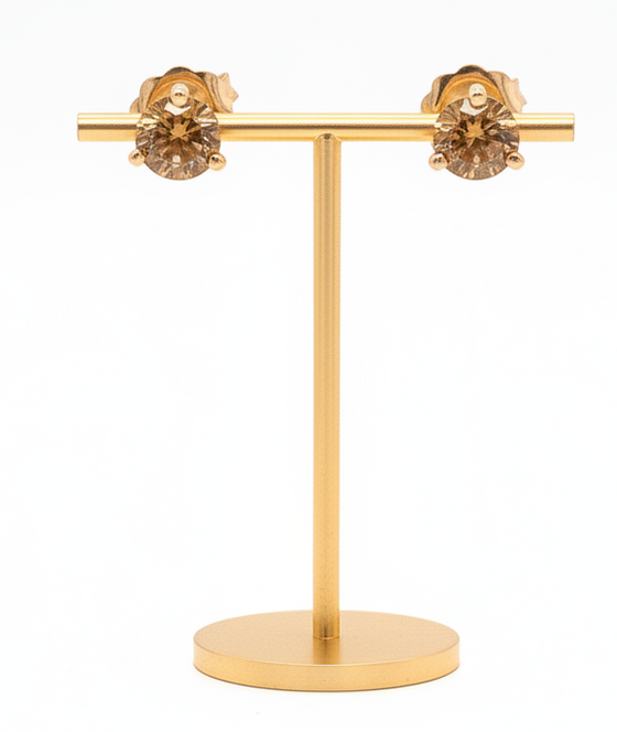 Natural Fancy Orange Diamond and 14K Yellow Gold Stud Earrings