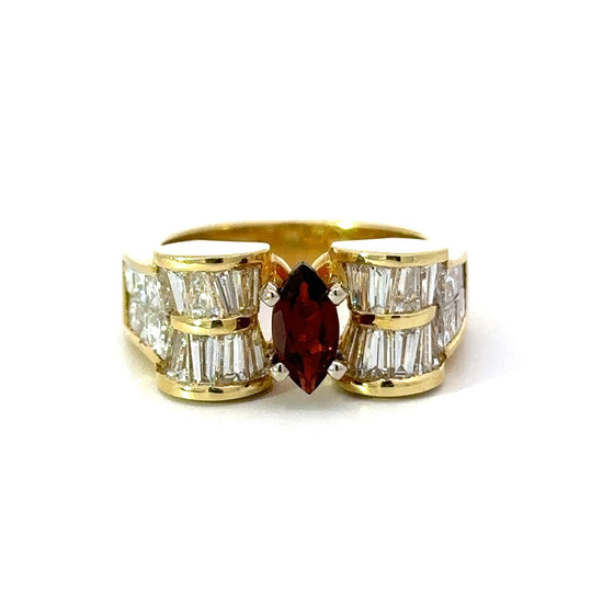 Designer EMJ Garnet and Diamond Ring 14873