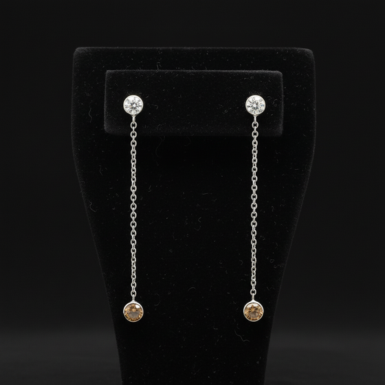 Maya Lianna 1.12 cttw Diamond and Natural Fancy Orange Diamond Dangle Earrings 14890