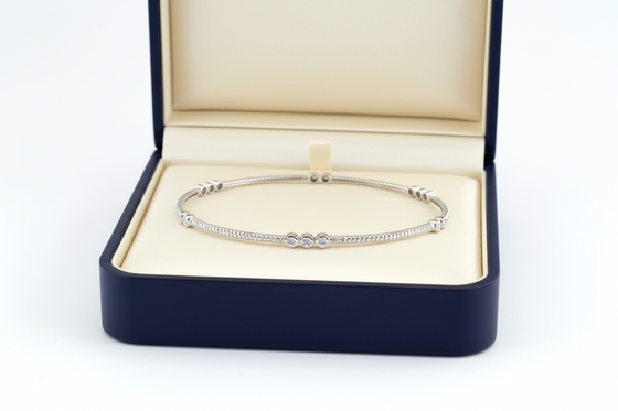 Effy Diamond and 14K White Gold Bangle