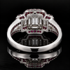 Estate Designer Diamond & Ruby 18K White Gold Ring