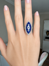 Vintage Diamond & Blue Enamel 18K White & Yellow Ring