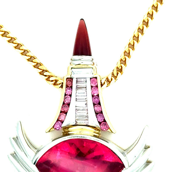 Estate Designer David Sacco Original  "The Art Of Being" Rubellite Natural Fancy Light Pink Diamond Necklace 14920