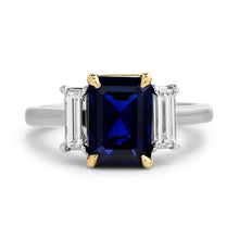  Modern No Heat Fine Sapphire and Diamond Platinum and 18Kt Yellow Gold Ring