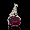 "If These Jewels Could Talk " - Estate Panthere 130.75ct. Rubellite, Diamond & Ruby Platinum Pendant/Brooch