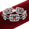 Custom Made Diamond Coral Onyx White 18K White Gold Bracelet