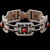 Custom Made Diamond Coral Onyx White 18K White Gold Bracelet