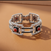 Custom Made Diamond Coral Onyx White 18K White Gold Bracelet